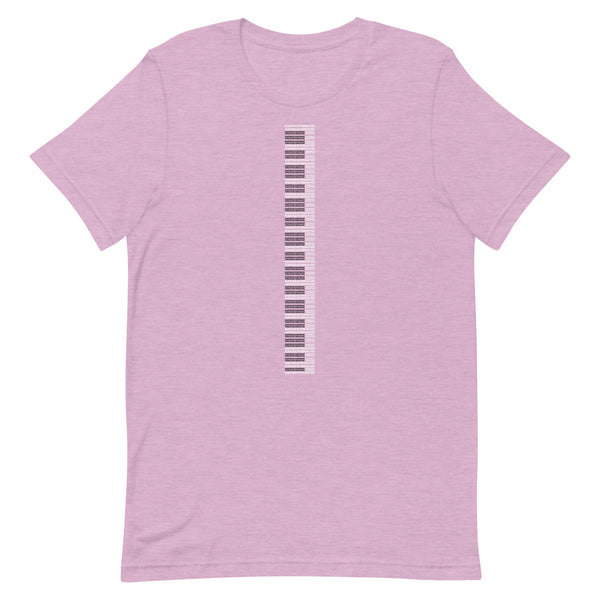 ICIH2P - Piano Keyboard Tiny Text Pattern Unisex Short Sleeve T-Shirt