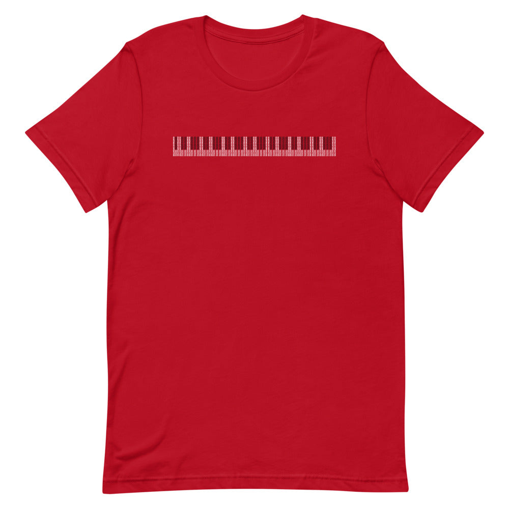 ICIH2P - Piano Keyboard Tiny Text Pattern Unisex Short Sleeve T-Shirt