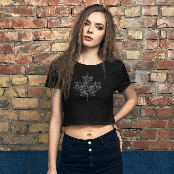 Maple Leaf - 'Sorry' Small Text Pattern - Women’s Crop T-shirt