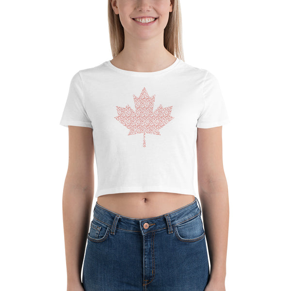 Maple Leaf - 'Sorry' Small Text Pattern - Women’s Crop T-shirt