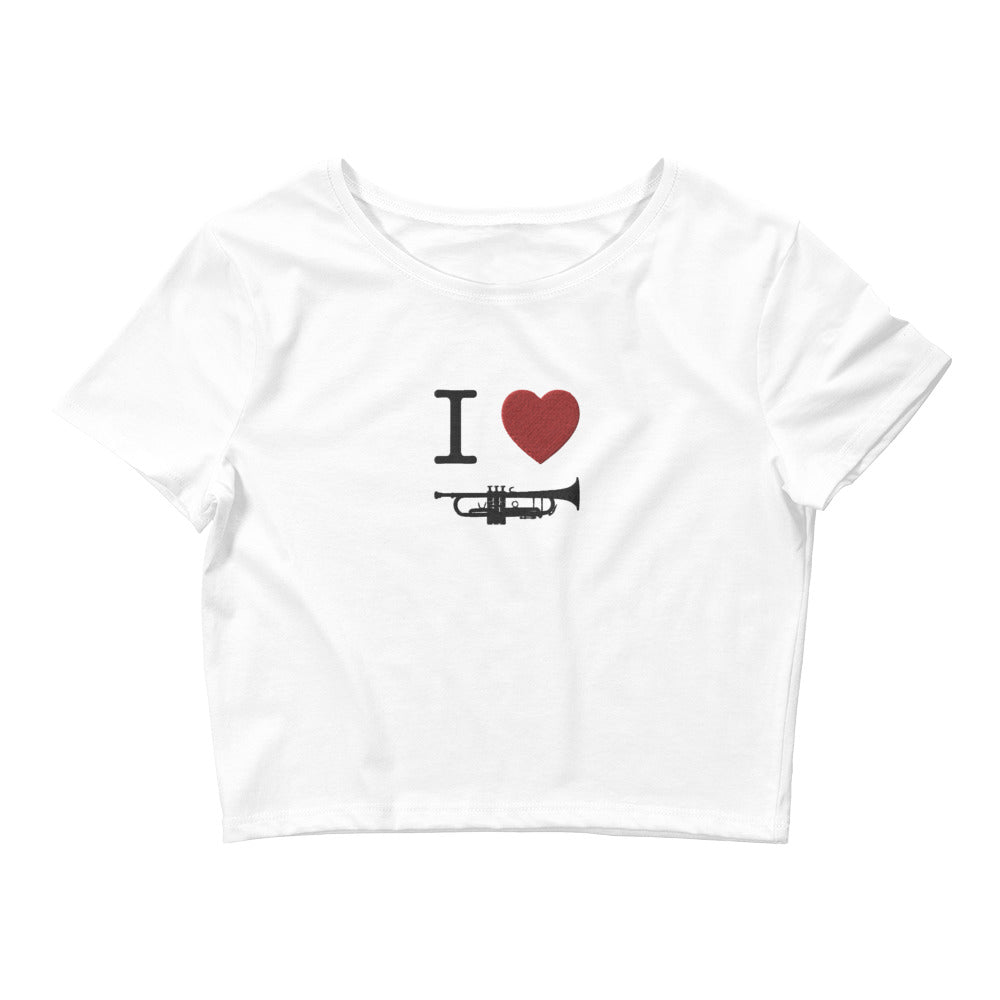 I Love Trumpet - Embroidered Women’s Crop Tee