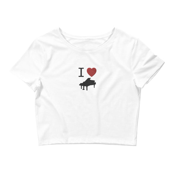 I Love Piano - Embroidered Women’s Crop Tee