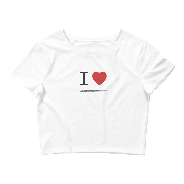 I Love Flute - Embroidered Women’s Crop Tee