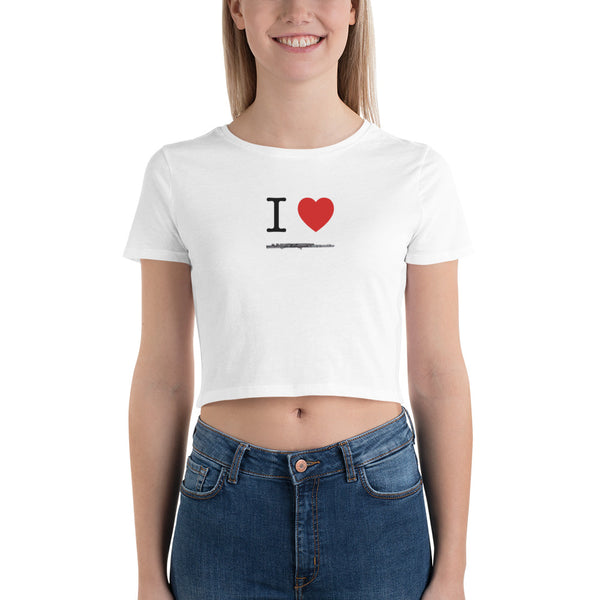 I Love Flute - Embroidered Women’s Crop Tee