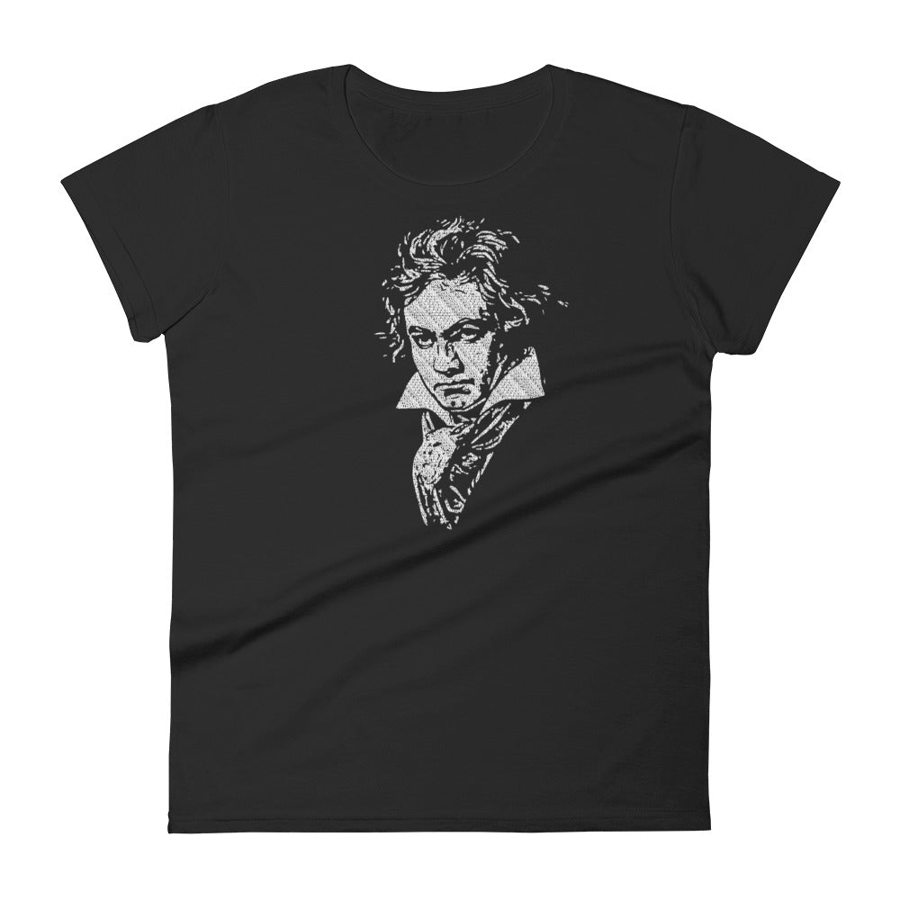 Ludwig van Beethoven - Tiny Text Portrait - Women's Short Sleeve T-shirt