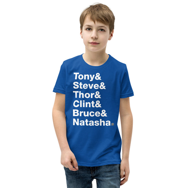 Tony & Steve & Thor & Clint & Bruce & Natasha - Kids Short Sleeve T-Shirt